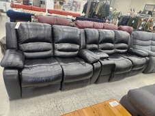 LOUNGE SUITE BLACK LEATHER