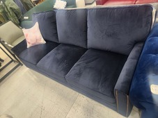 VIOLINO 3 SEATER COUCH SQUARE ARMS WITH STUDS DARK BLUE