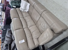 Beige Leather 3 Seater