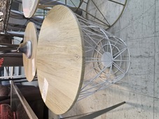 Side Table White Base Wooden Top