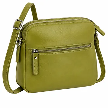 Leather crossbody bag alder olive green