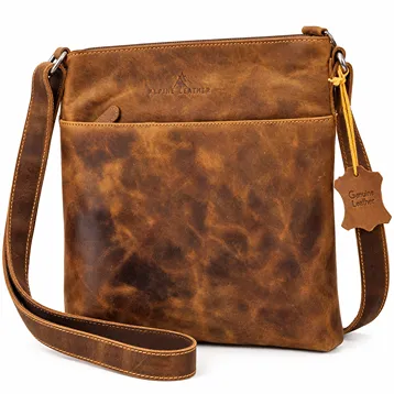 Leather women's shoulder bag camel LD001