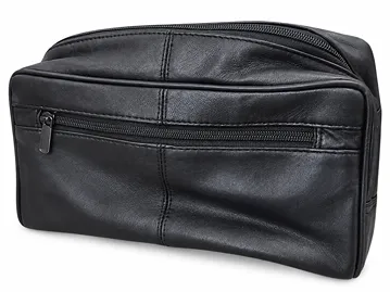 Leather toilet bag black