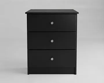 Kingston 3 Drawer Bedside | Black