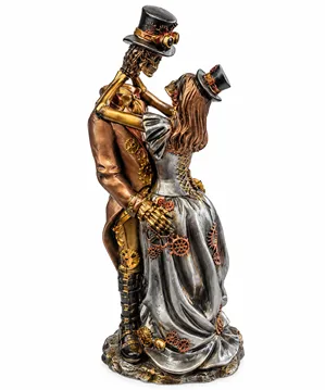 Bride and groom skeleton steampunk